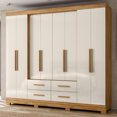 Guarda Roupa Casal Chicago 8 Portas de Giro 4 Gavetas Freijo Off White MDP