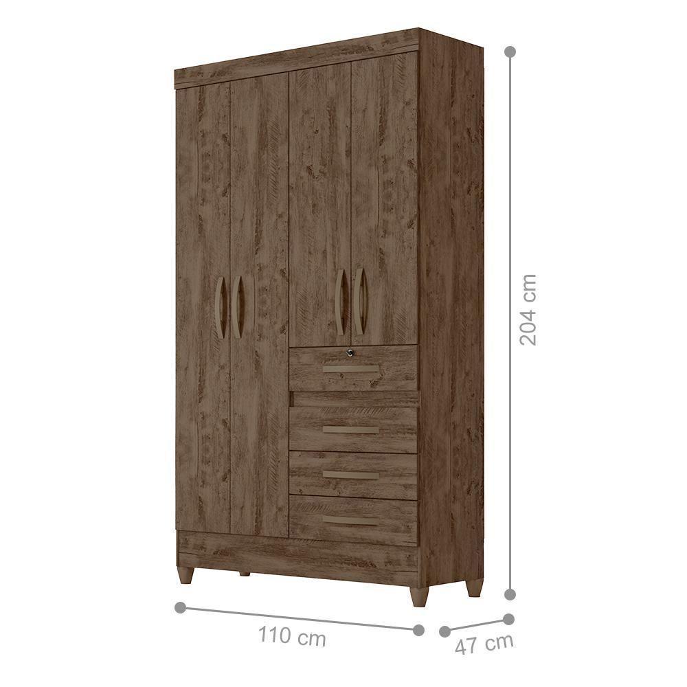 Conjunto Guarda Roupa E Cômoda Seicheles Castanho Wood - 2