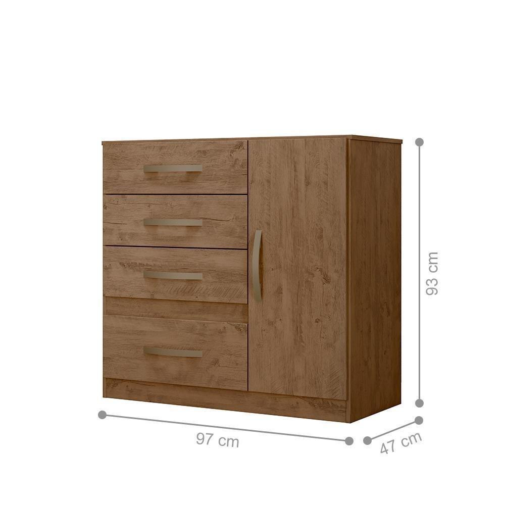 Conjunto Guarda Roupa E Cômoda Seicheles Castanho Wood - 3