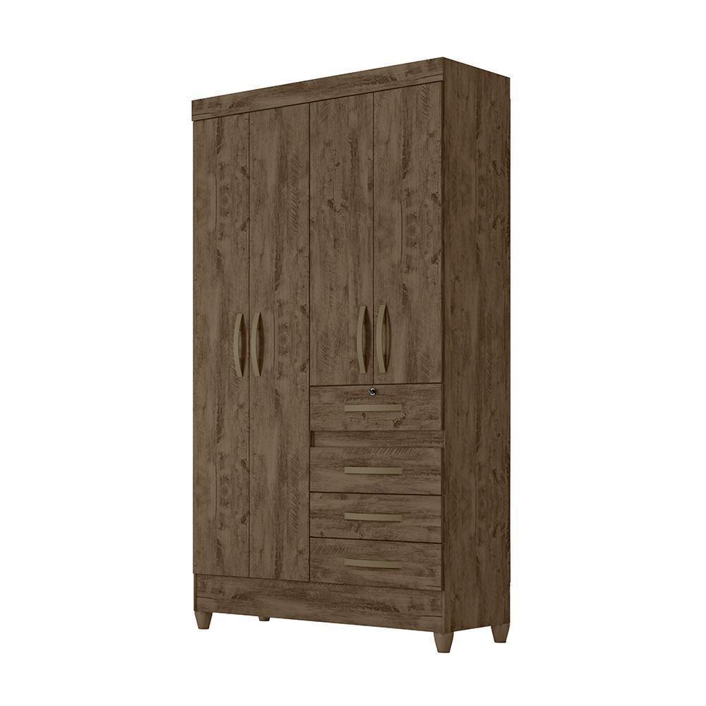 Conjunto Guarda Roupa E Cômoda Seicheles Castanho Wood - 4