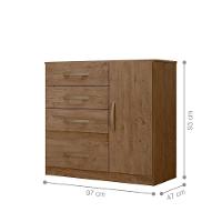 Conjunto Guarda Roupa E Cômoda Seicheles Castanho Wood - 3