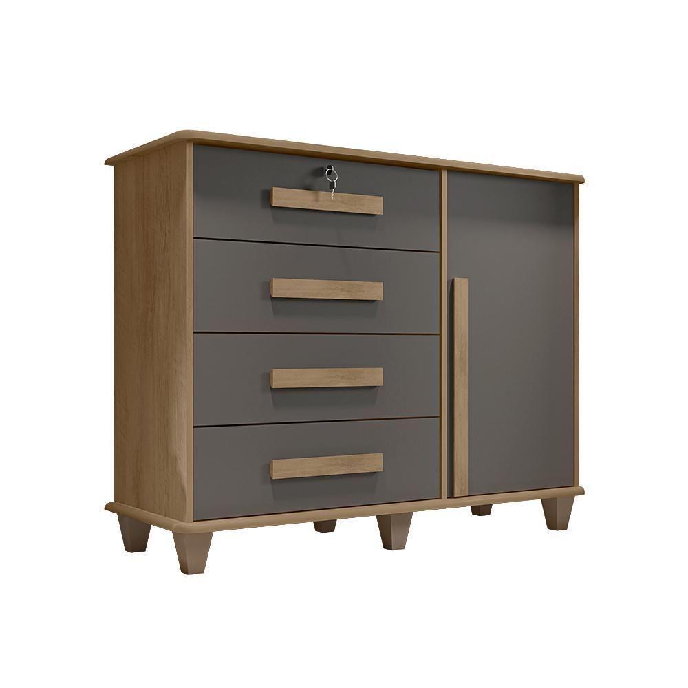 Cômoda Com 4 Gavetas Lyons Cinamomo Grafite - 3