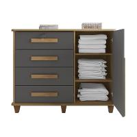 Cômoda Com 4 Gavetas Lyons Cinamomo Grafite - 4