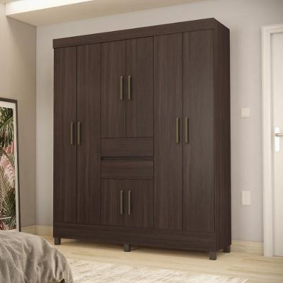 Conjunto Guarda Roupa Casal e Sapateira Essen 8 Portas Bater 2 Gavetas Cafe Touch MDP