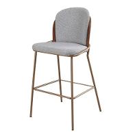 Banqueta Com Encosto Estofado E Base Em Aço Carbono Champanhe – Cristal Exclusiva Linho Lincoln Cinza - 5