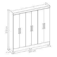 Roupeiro Com 6 Portas Ferrara Branco - 2