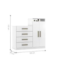 Comoda 2 Portas 4 Gavetas Nora Branco - 2