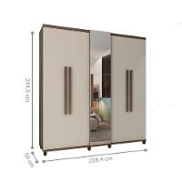 Roupeiro 5 Portas Arezzo Freijó Off White Com Espelho - 2