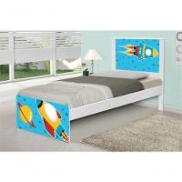 Cama Solteiro Adesivada Foguete Espacial Com Colchão - 3