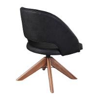 Poltrona Estofada Com Base Giratória Em Madeira Maciça – Prada Exclusiva Courino Durango Preto - 5