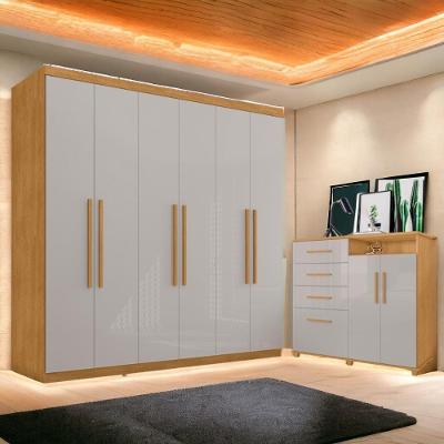 Conjunto De Roupeiro E Cômoda Itaúnas Naturalle Off White