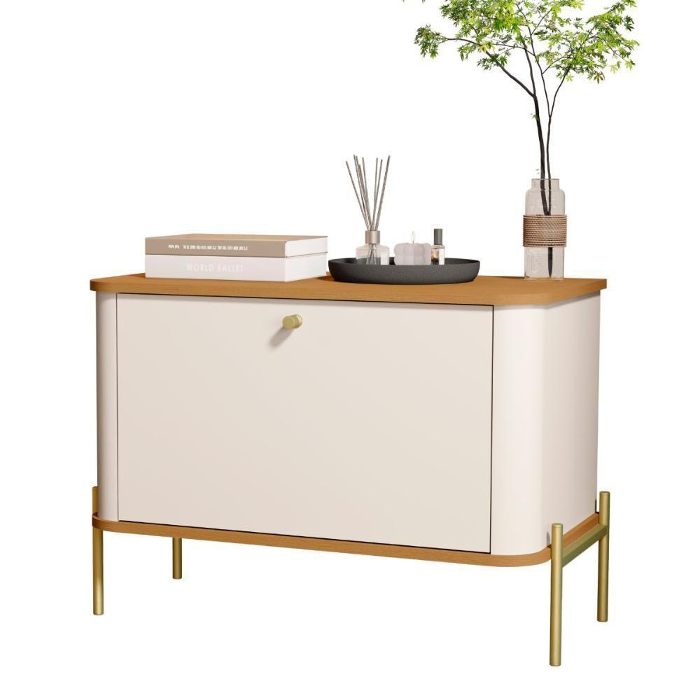 Mesa De Cabeceira Bancroft Off White Nature Dourado - 2