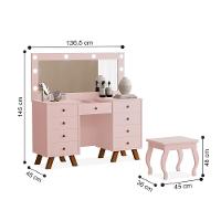 Penteadeira Feminina Com Assento Atlanta Rose - 2