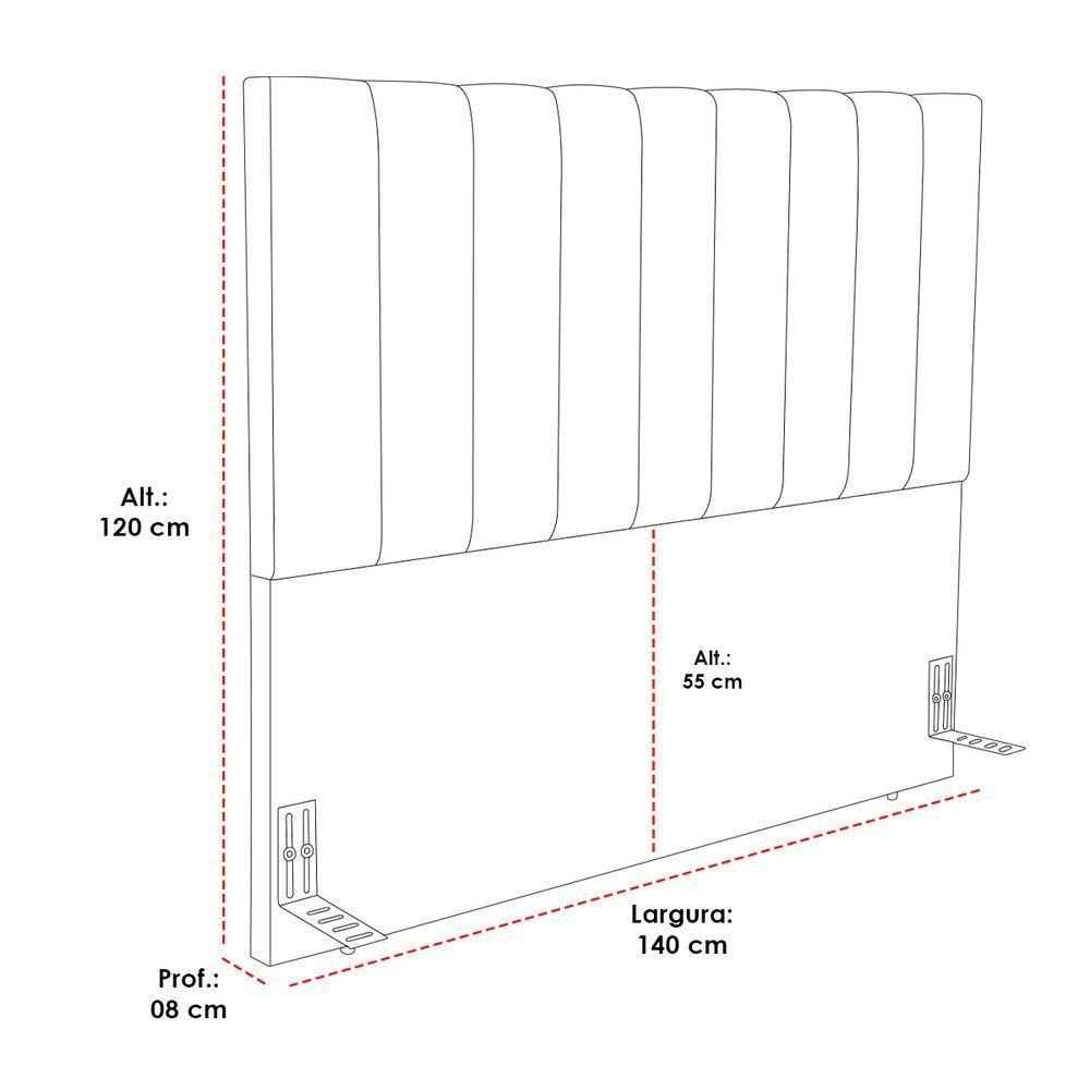 Cabeceira Para Cama Box Casal London Com 140cm Em Linho Chumbo - 3