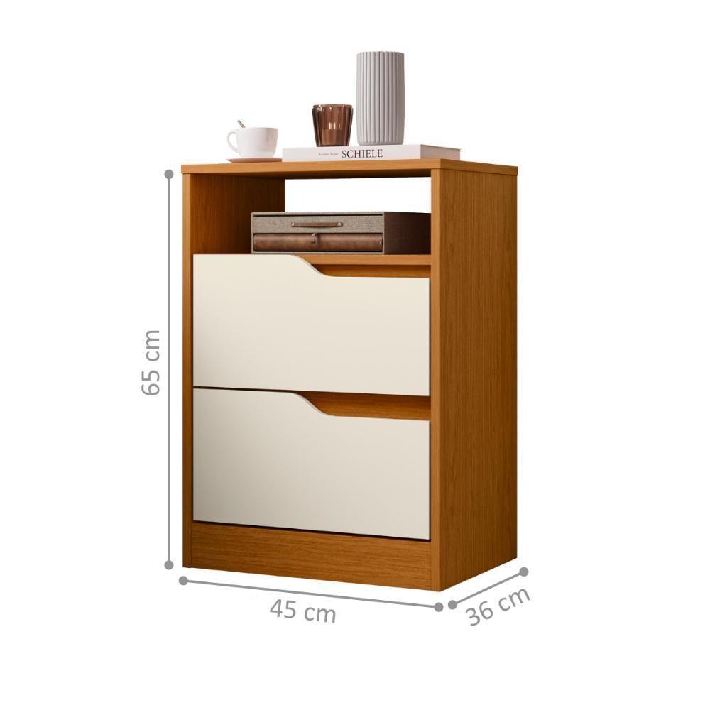 Mesa De Cabeceira Flex 2 Gavetas Cantu Cinamomo Off White - 2