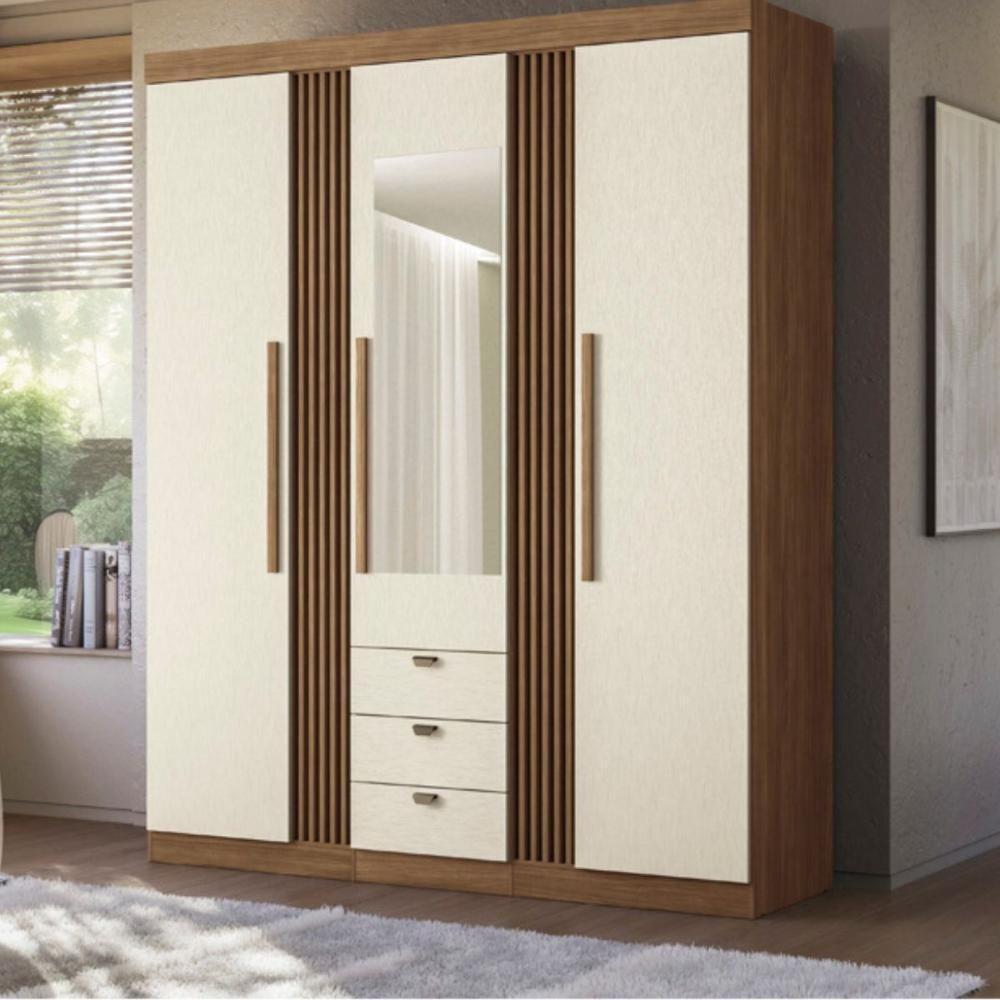 Conjunto Quarto Completo Com Espelho Xangai Jatoba Areia - 5