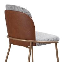 Kit Com 4 Banquetas Cristal Com Encosto Estofado E Base Em Aço Champanhe – Exclusiva Linho Lincoln Cinza