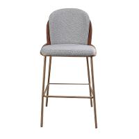 Kit Com 4 Banquetas Cristal Com Encosto Estofado E Base Em Aço Champanhe – Exclusiva Linho Lincoln Cinza - 5