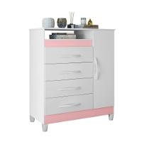 Cômoda Reyna Branco Titanium Azul Rosa 4 Gavetas - 9