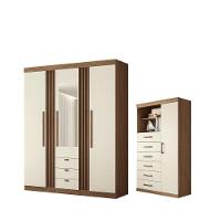 Kit Guarda Roupa Espelho E Multi Uso Veronica Jatoba Areia - 1