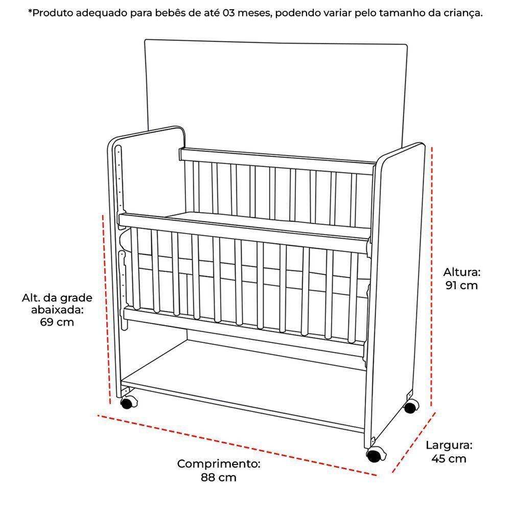 Mini Berço New Baby Bed Side Grade Móvel + Colchão Branco/verde - 4