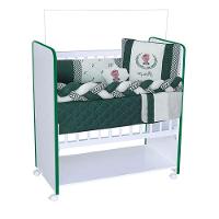 Mini Berço New Baby Bed Side Grade Móvel + Colchão Branco/verde - 2