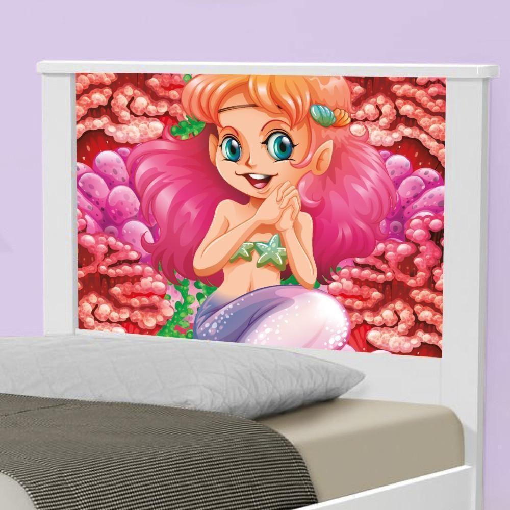 Cama Solteiro Adesivada Sereia E Corais Com Colchão - 4