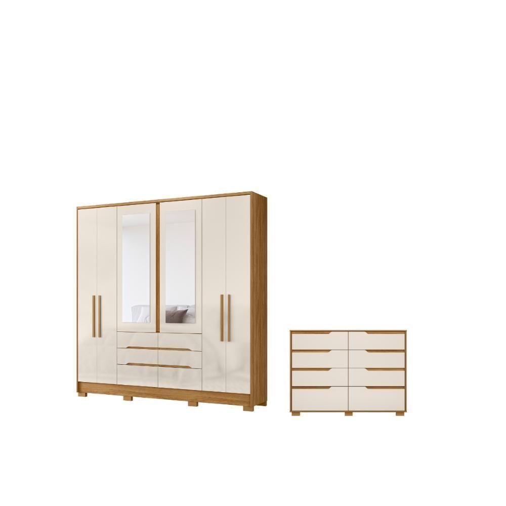 Conjunto Guarda Roupa E Comoda Saint German Freijo Off White - 3