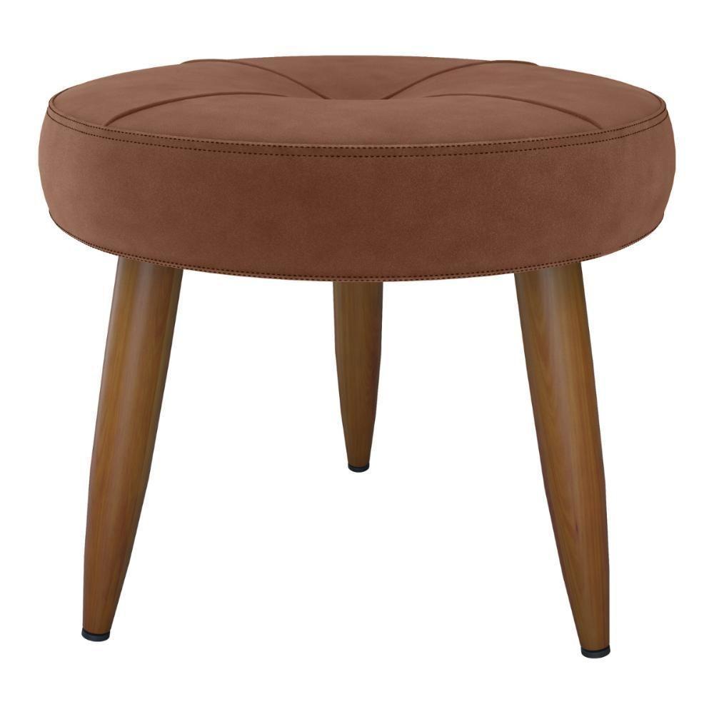 Puff Redondo Para Sala Miami Veludo Ferrugem - 3