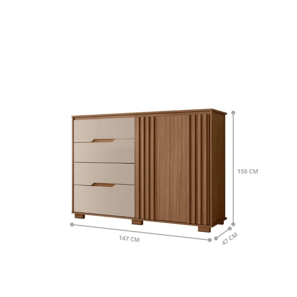 Conjunto Guarda Roupa Espelho E Comoda Louis Carvalho Fendi - 5