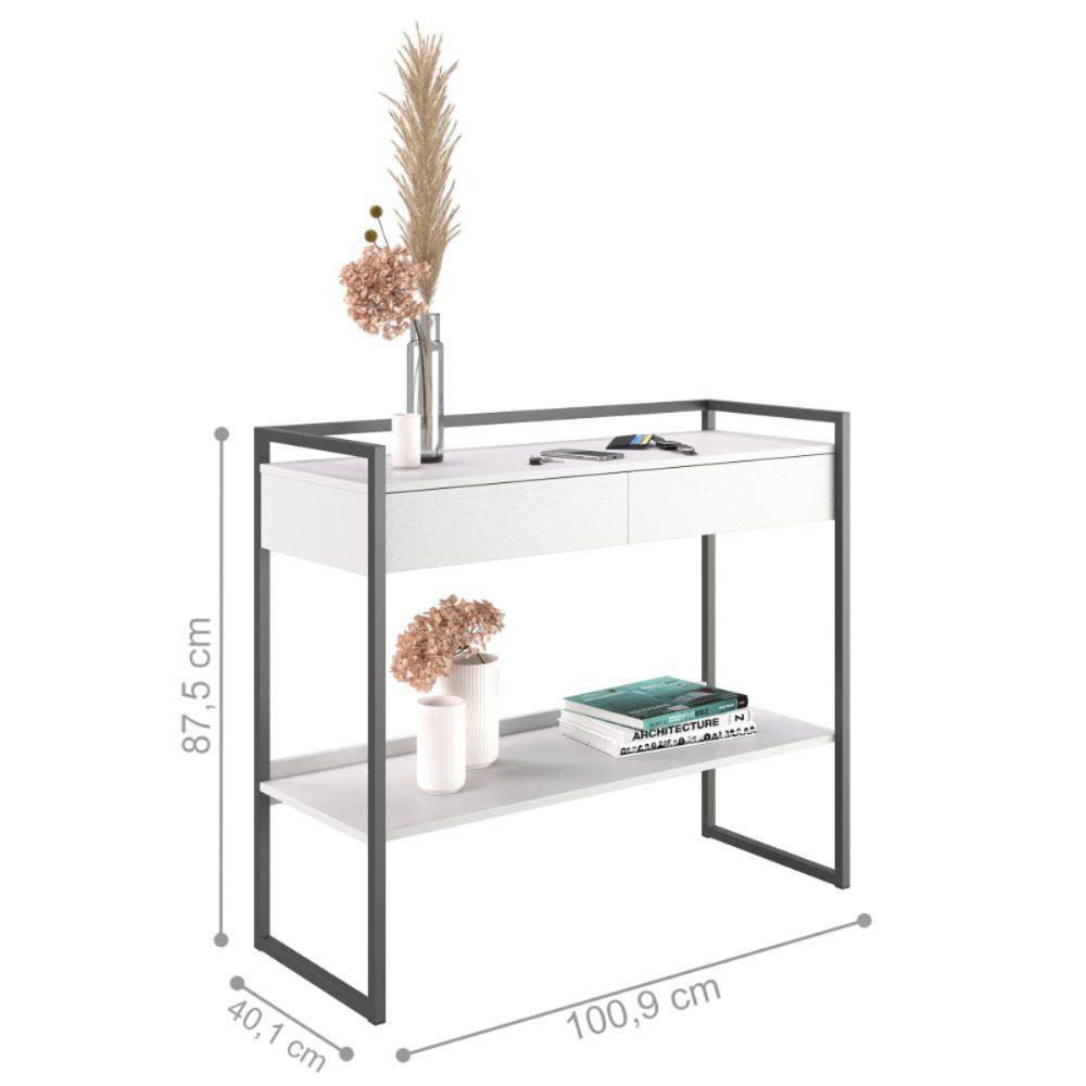 Conjunto Buffet 2 Portas E Aparador Industrial Branco Preto - 3