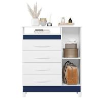 Cômoda Reyna Branco Azul Titanium Rosa 4 Gavetas - 6