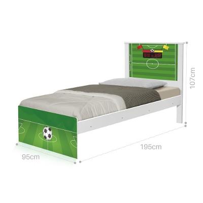 Cama Solteiro Com Cabeceira Adesivada Futebol Gramado