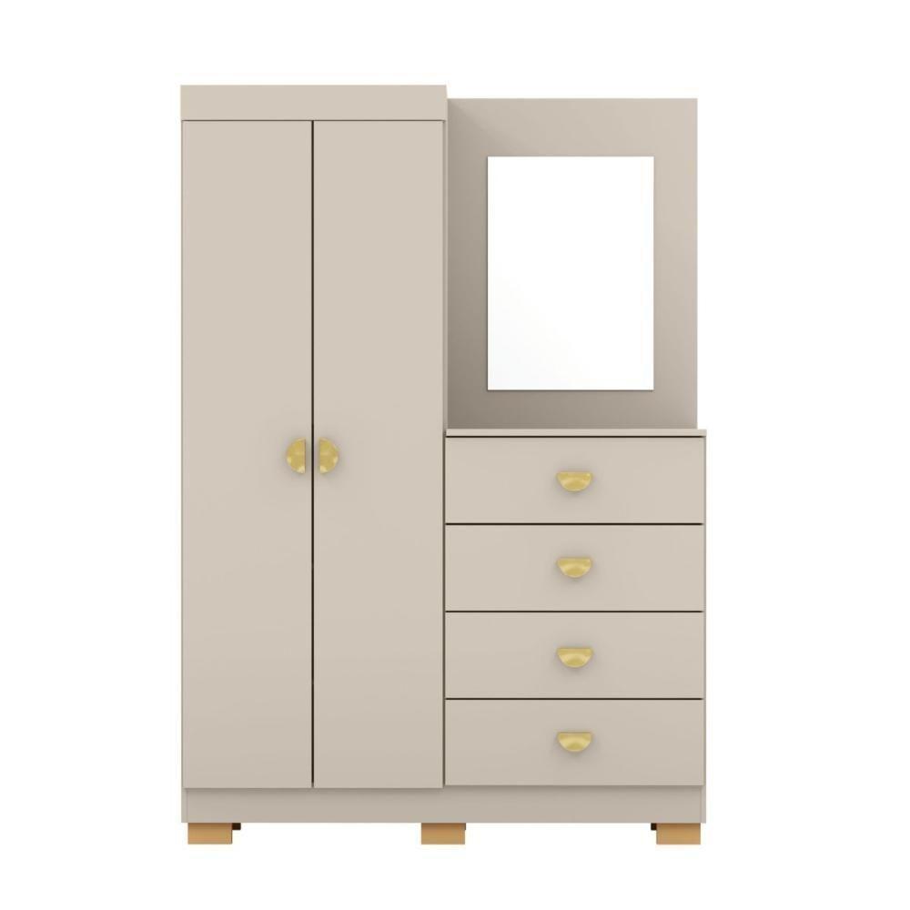 Cômoda Roupeiro 4 Gavetas Espelho Gerórgia Fendi - 2