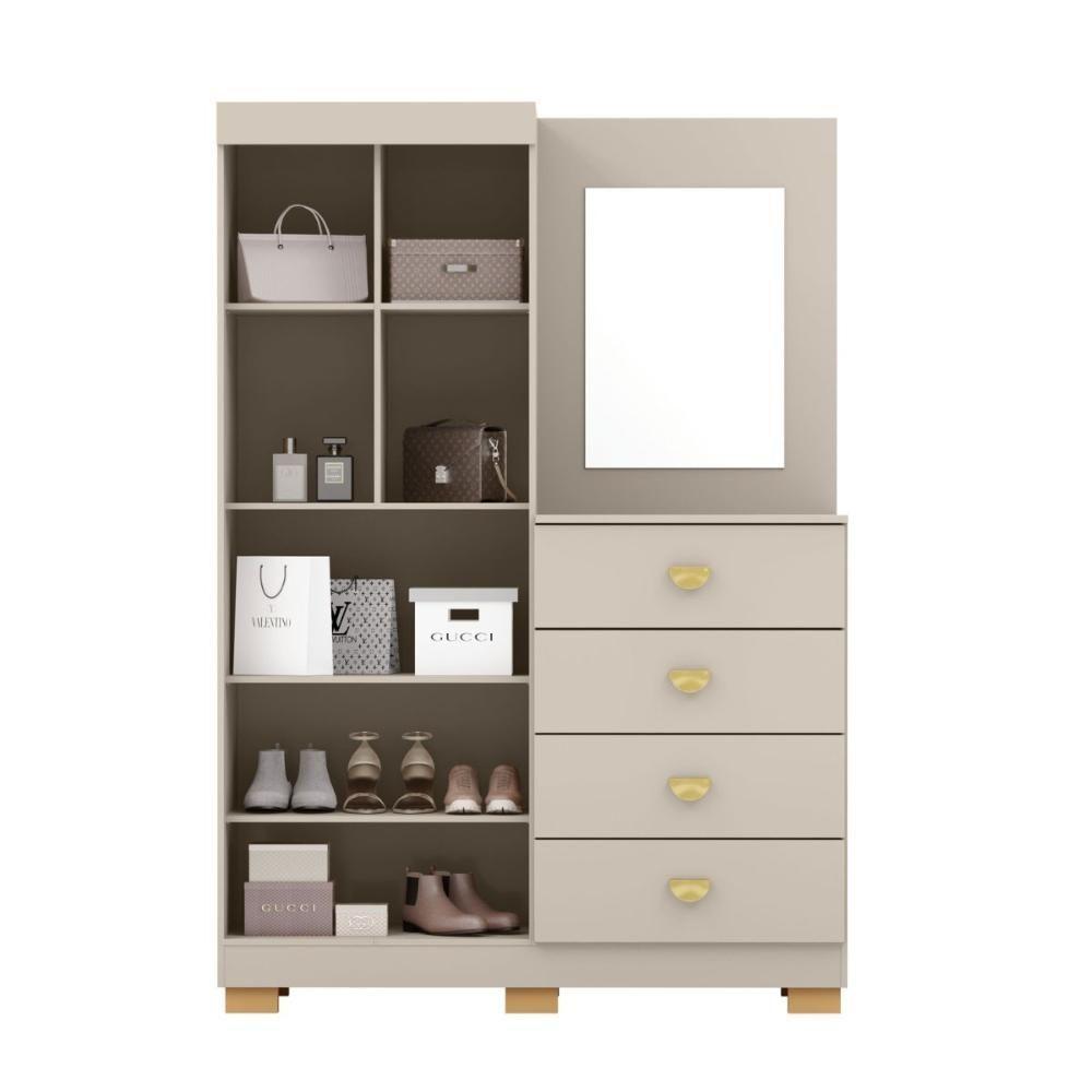 Cômoda Roupeiro 4 Gavetas Espelho Gerórgia Fendi - 3