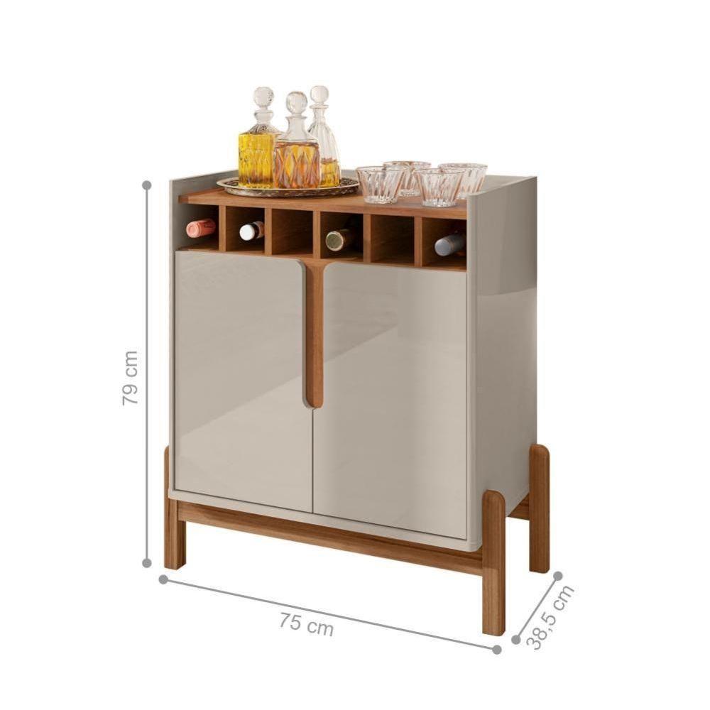 Conjunto Cristaleira E Bar Cosmic Off White Cedro - 2