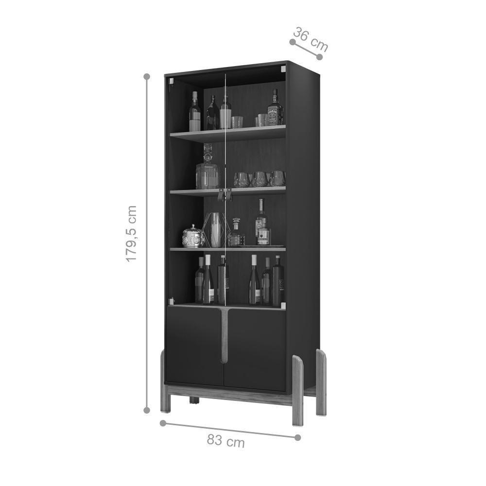 Conjunto Cristaleira E Bar Cosmic Off White Cedro - 3