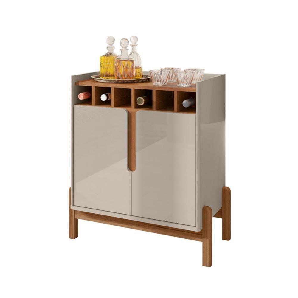 Conjunto Cristaleira E Bar Cosmic Off White Cedro - 6