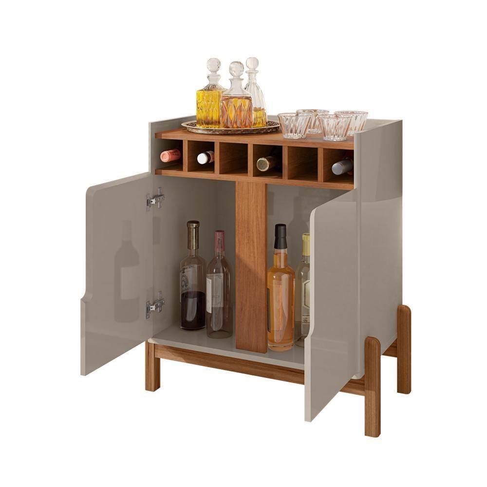 Conjunto Cristaleira E Bar Cosmic Off White Cedro - 7