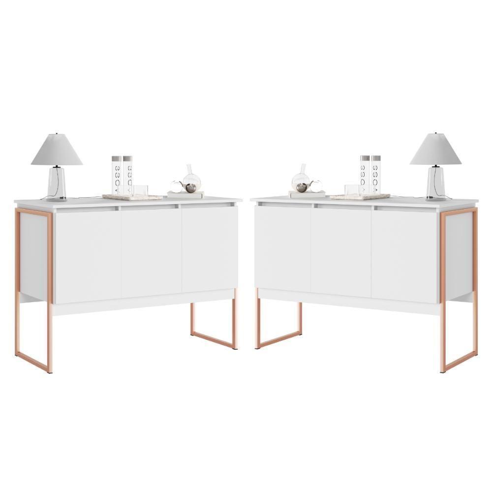 Conjunto De Buffets Industriais Milão Branco Cobre - 1