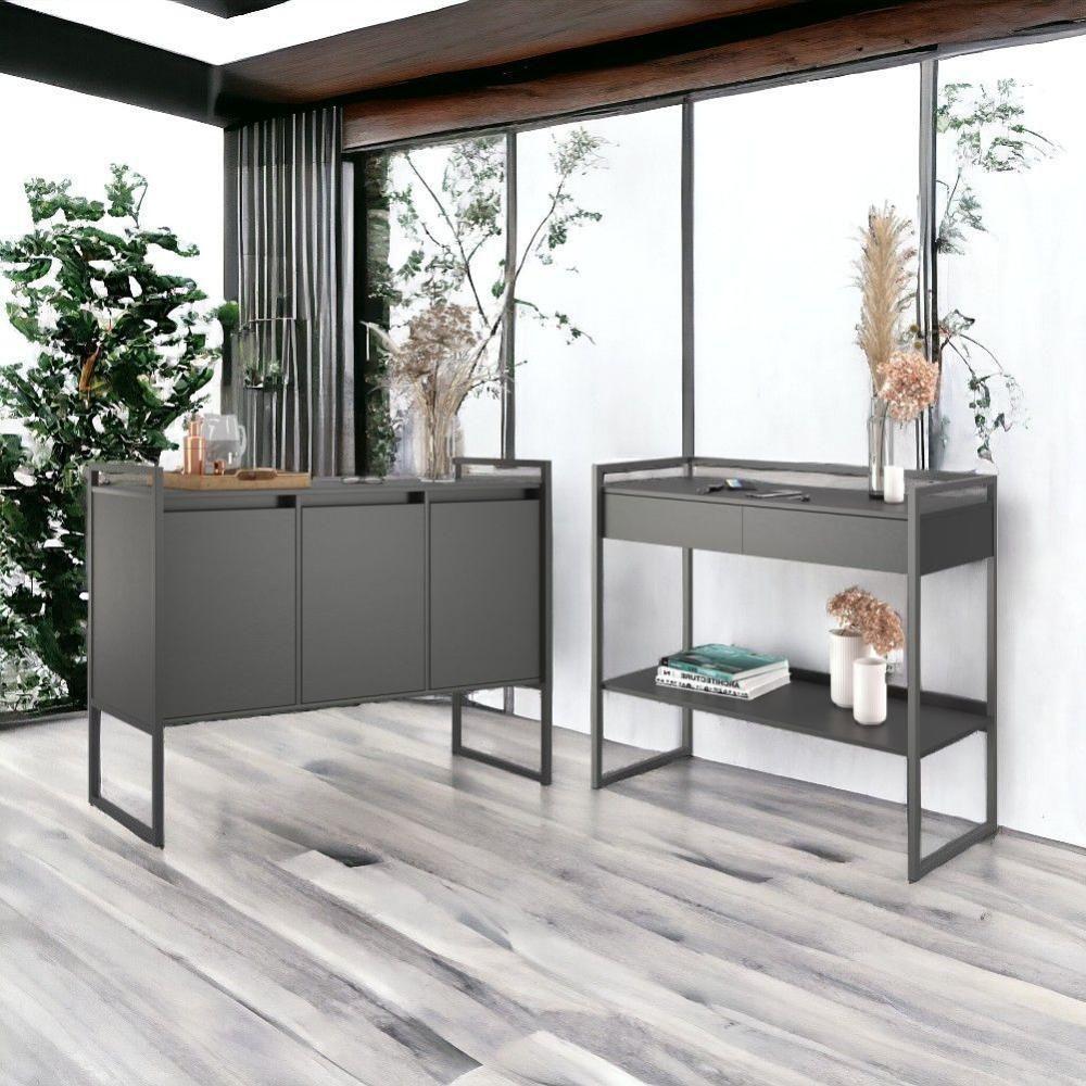 Conjunto Buffet E Aparador Industrial Preto Onix - 7