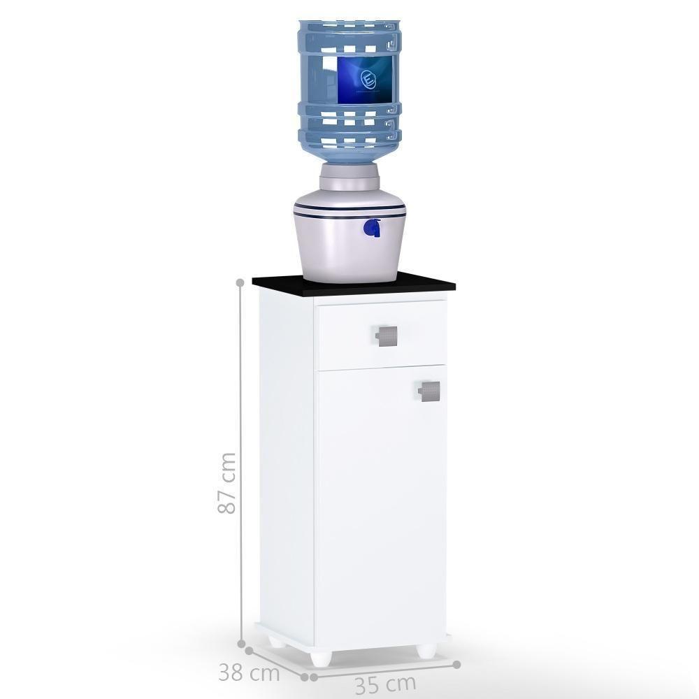 Bancada Com Porta E Gaveta Elise Branco Preto - 2