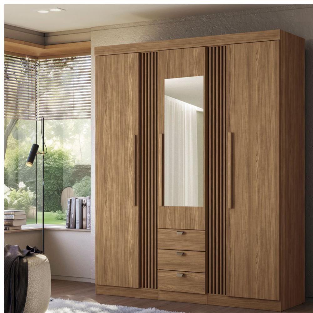 Conjunto Quarto Completo Com Espelho Veneza Jatoba - 5