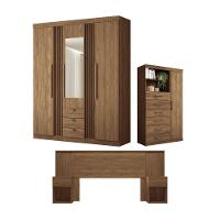 Conjunto Quarto Completo Com Espelho Veneza Jatoba - 1