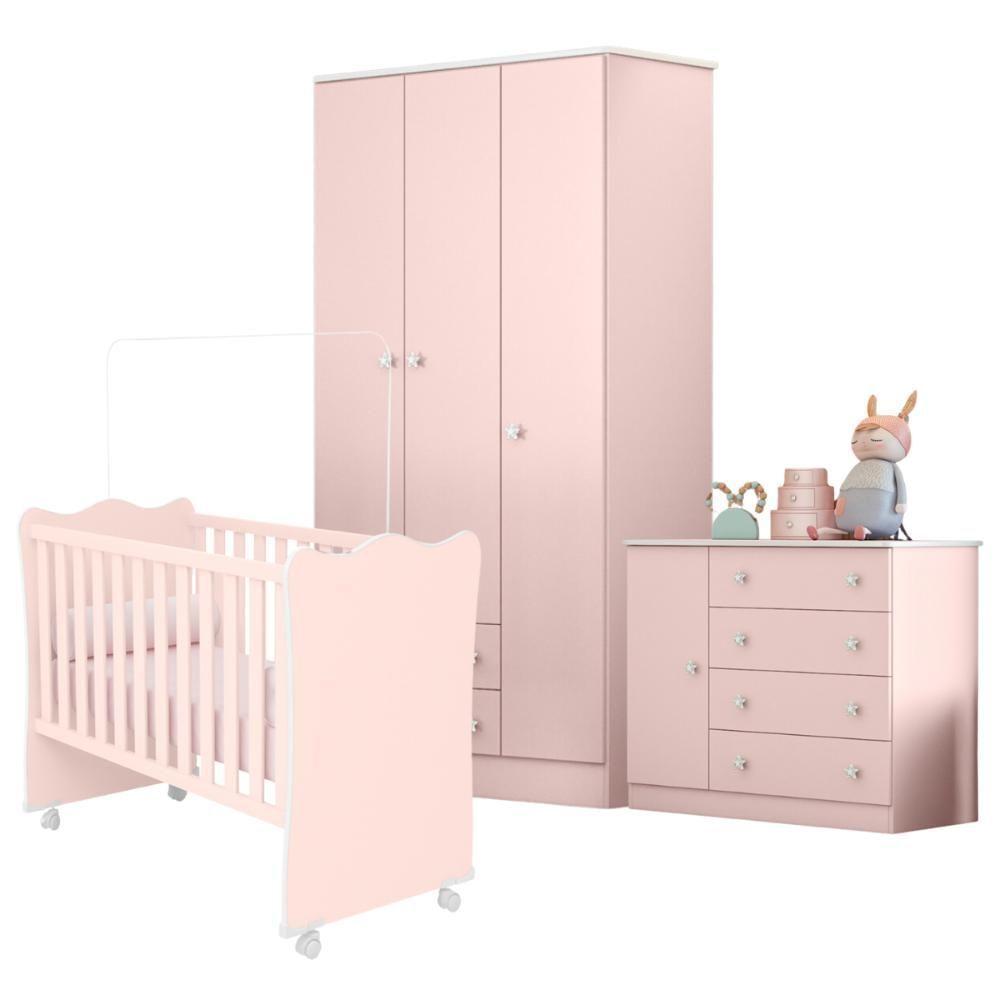Conjunto Quarto De Bebê Completo México Rosa Acetinado - 1