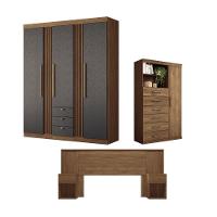 Conjunto Quarto Completo Veneza Jatoba Grafite - 1