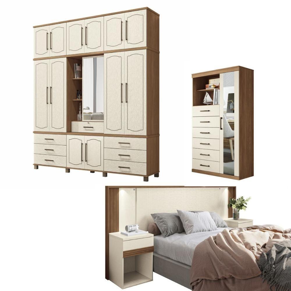 Conjunto Quarto Completo Lens Jatoba Areia - 1