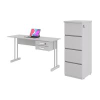 Conjunto Escrivaninha E Gaveteiro Larissa Cinza - 1