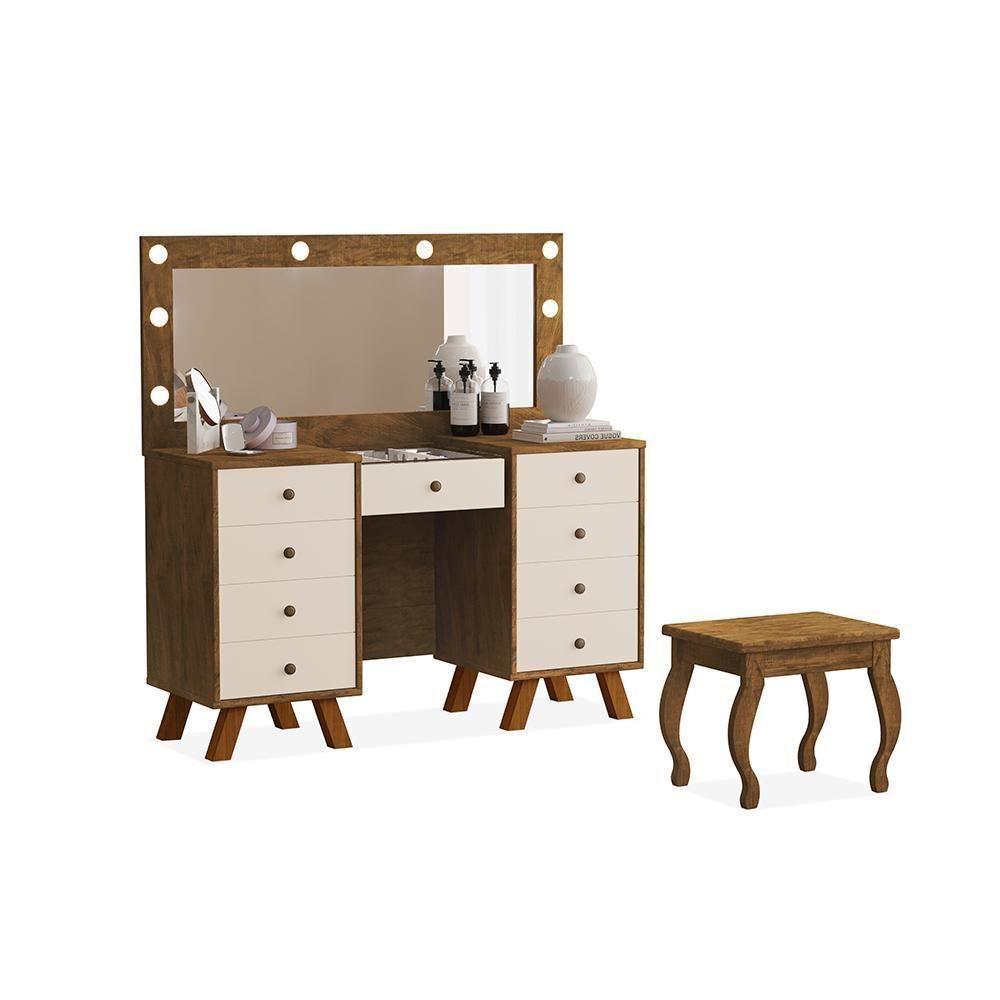 Penteadeira Feminina Com Assento Atlanta Malbec Off White - 1