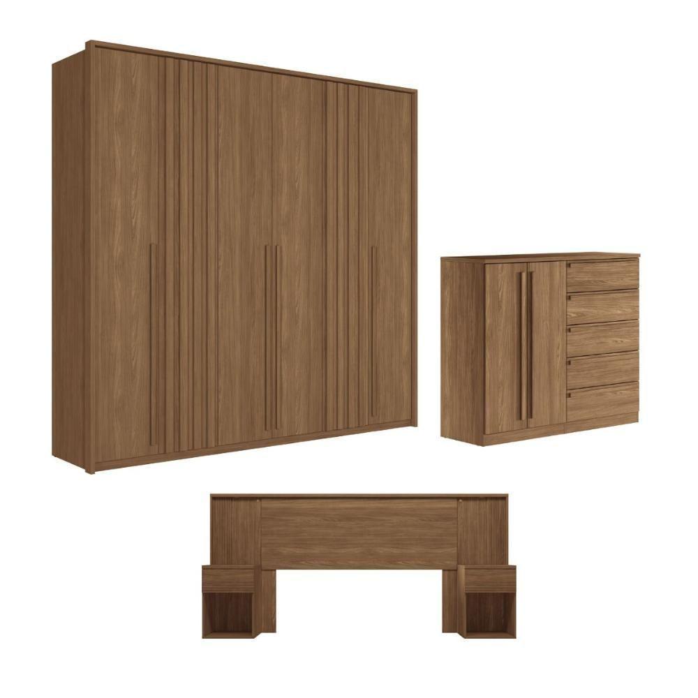 Conjunto Quarto Completo Com Espelho Sydney Jatoba Areia - 1